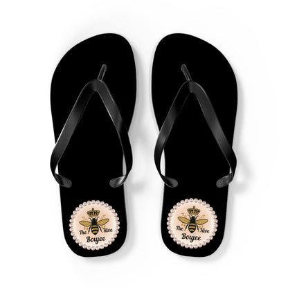 The Boujee Hive BLACK Flip Flops - LARGE
