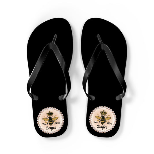 The Boujee Hive BLACK Flip Flops - LARGE