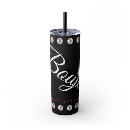 Boujee Unapologetically in PEARLS - Skinny Tumbler with Straw, 20oz