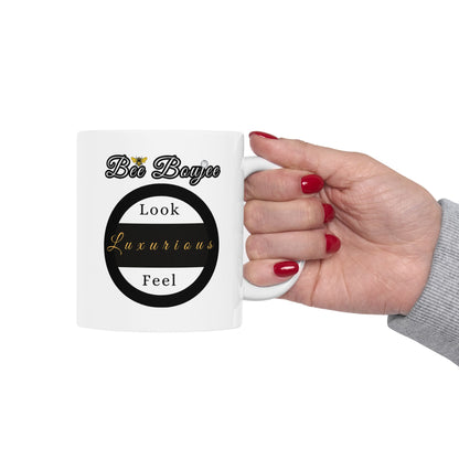 Halloween Booo in Boooujee WHITE Ceramic Mug, 11oz - FAIR SKIN TONE