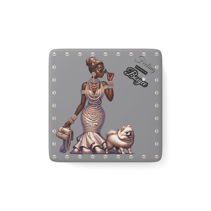 Feeling Boujee in PEARLS - Porcelain Magnet 03, Square GREY
