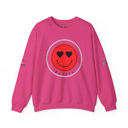 Boujee Smiley Face Heart Eyes Red - Heavy Blend™ Light Colors Crewneck Sweatshirt