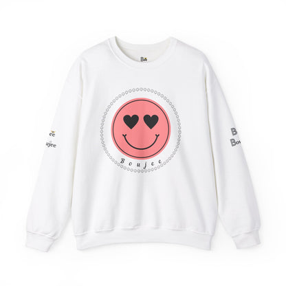 Boujee Smiley Face Pink Heart Eyes - Heavy Blend™ Light Colors Crewneck Sweatshirt