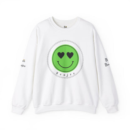 Boujee Smiley Face Heart Eyes Green - Heavy Blend™ Light Colors Crewneck Sweatshirt
