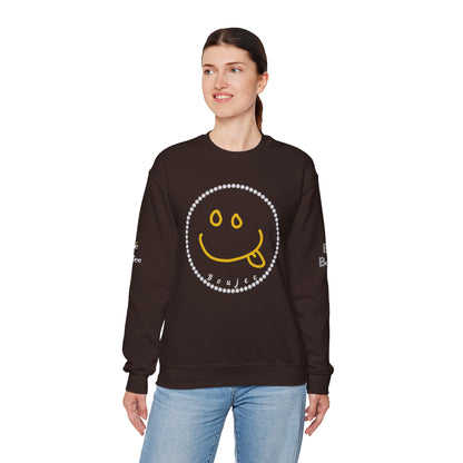 Boujee Smiley Goofy Face - Heavy Blend™ Dark Colors Crewneck Sweatshirt