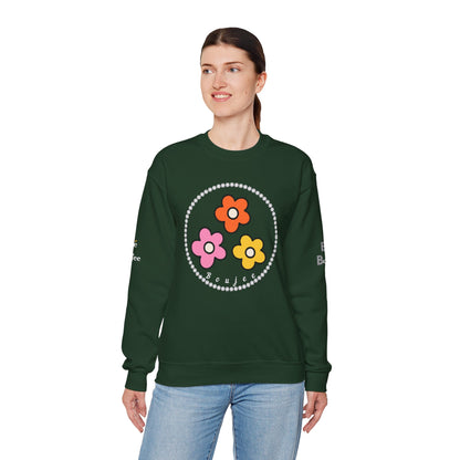 Boujee Mini Flowers Pink Orange Yellow in Diamonds Heavy Blend™ Dark Colors Crewneck Sweatshirt