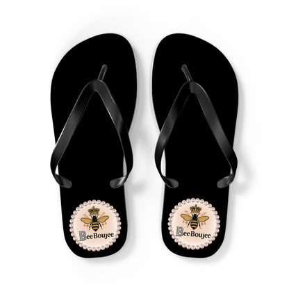 Bee Boujee BLACK Flip Flops - LARGE