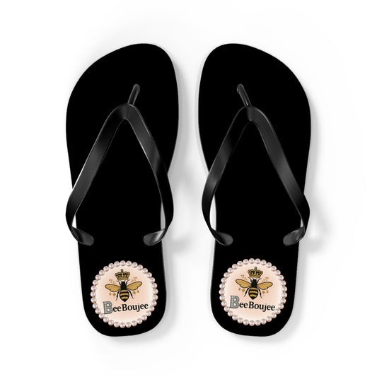 Bee Boujee BLACK Flip Flops - LARGE