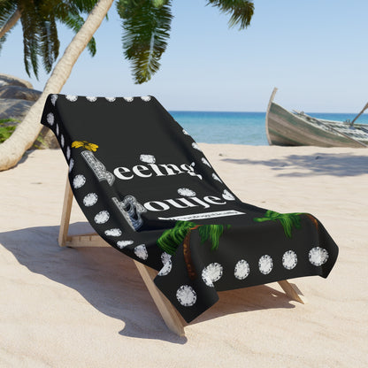Beeing Boujee Diamonds - Beach Towel BLACK Blowing Palms