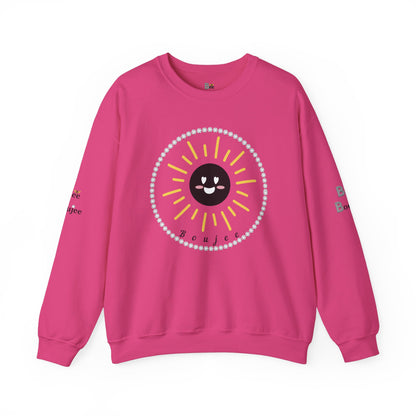 Boujee Sunshine Smiley Face Black - Heavy Blend™ Light Colors Crewneck Sweatshirt
