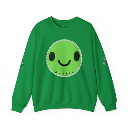 Boujee Smiley Face Green - Heavy Blend™ Light Colors Crewneck Sweatshirt