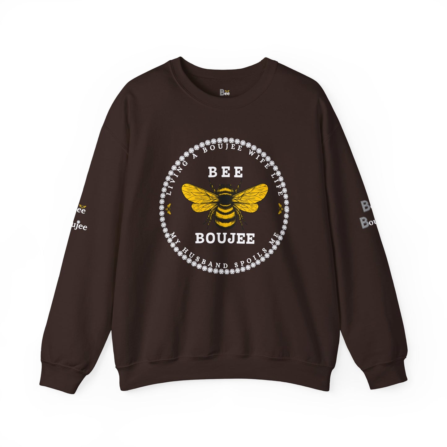 Living A Boujee Wife Life My Husband Spoils Me - Heavy Blend™ Dark Colors Crewneck Sweatshirt