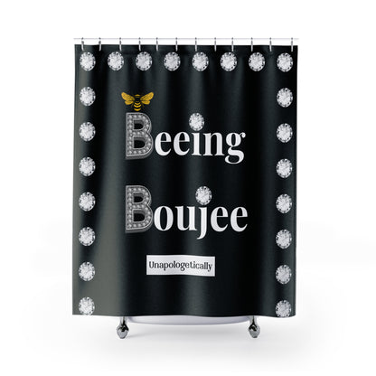 Beeing Boujee - Shower Curtain BLACK with DIAMONDS