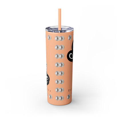 Boujee Yet Humble & Basic in PEARLS - Skinny Tumbler with Straw, 20oz