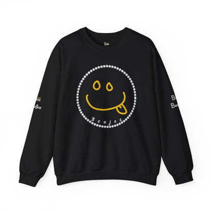 Boujee Smiley Goofy Face - Heavy Blend™ Dark Colors Crewneck Sweatshirt