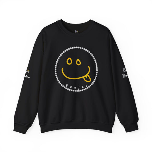 Boujee Smiley Goofy Face - Heavy Blend™ Dark Colors Crewneck Sweatshirt