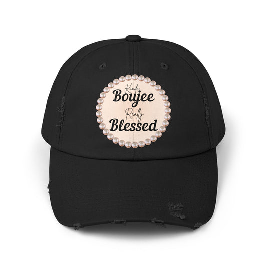 Kinda Boujee Really Blessed Distressed Pearl-Emblem Cap