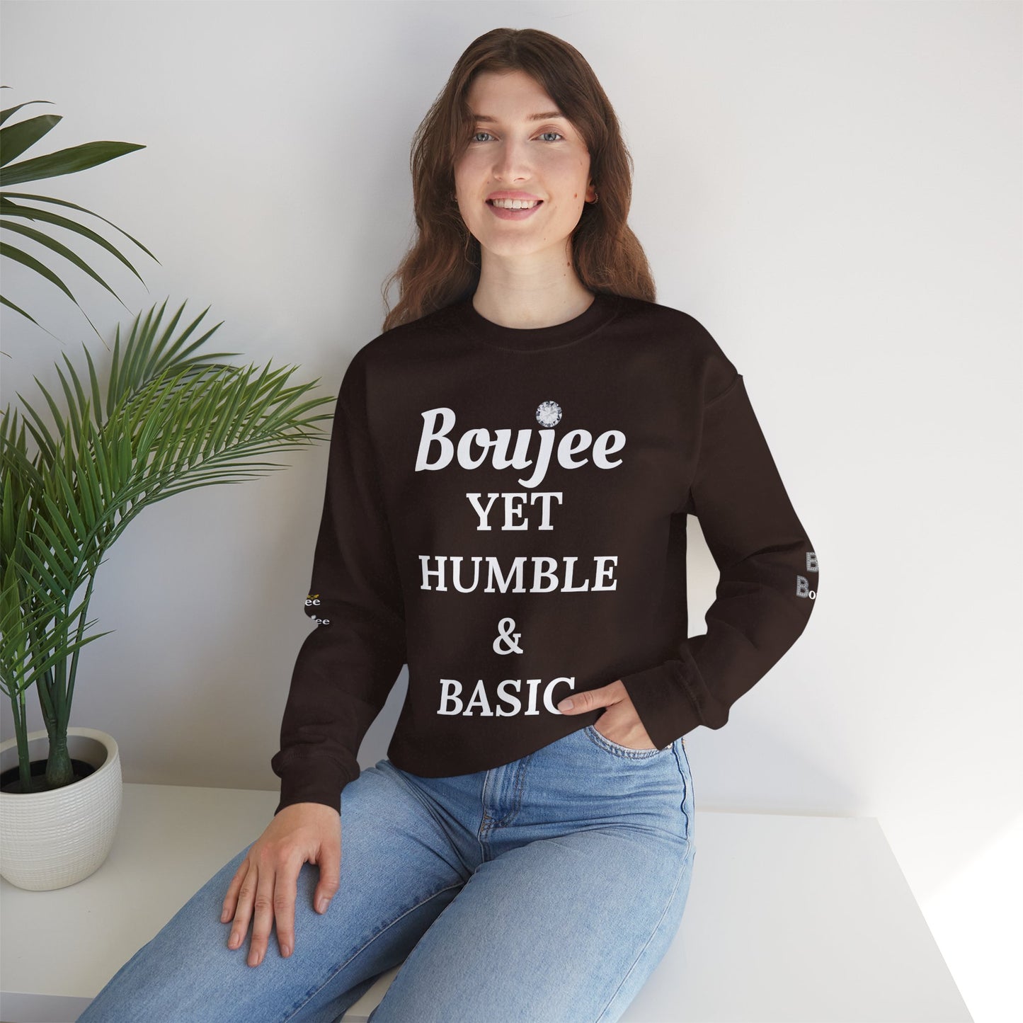 Boujee Yet Humble & Basic - Heavy Blend™ Dark Colors Crewneck Sweatshirt