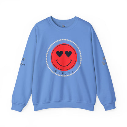 Boujee Smiley Face Heart Eyes Red - Heavy Blend™ Light Colors Crewneck Sweatshirt