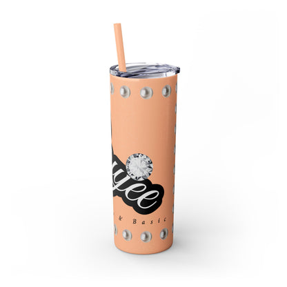 Boujee Yet Humble & Basic in PEARLS - Skinny Tumbler with Straw, 20oz
