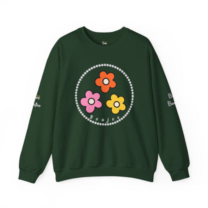 Boujee Mini Flowers Pink Orange Yellow in Diamonds Heavy Blend™ Dark Colors Crewneck Sweatshirt
