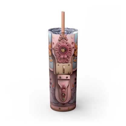 Boujee Designer Bag - Skinny Tumbler with Straw, 20oz