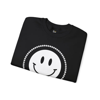 Boujee Smiley Face White - Heavy Blend™ Dark Colors Crewneck Sweatshirt
