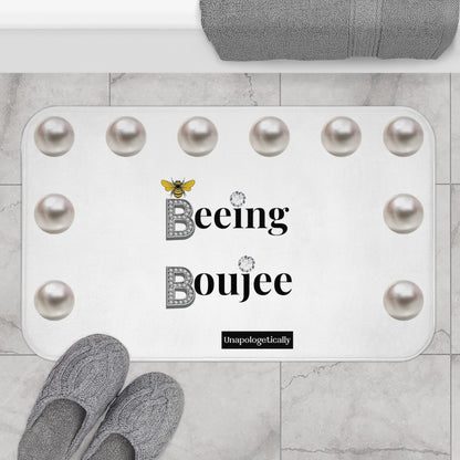 Beeing Boujee - Bath Mat WHITE with PEARLS