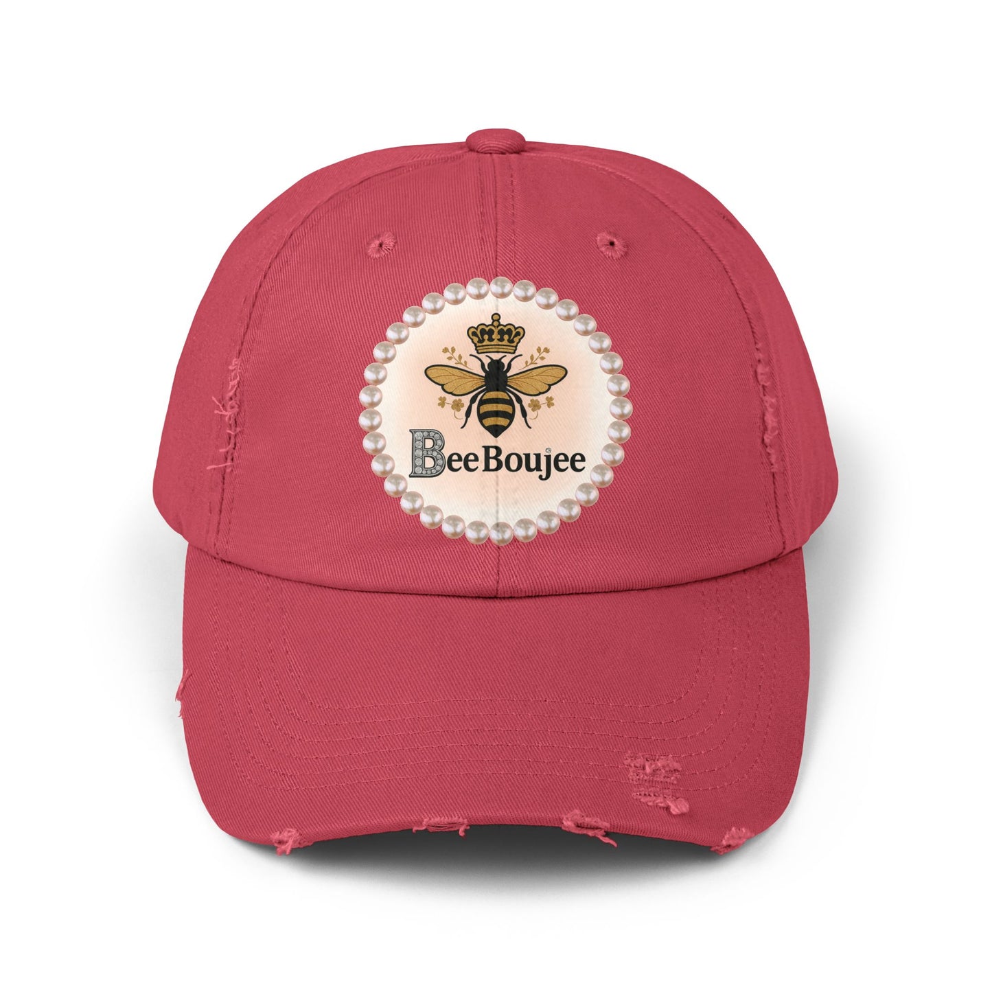 Bee Boujee Distressed Pearl-Emblem Cap