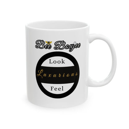 Halloween Booo in Boooujee WHITE Ceramic Mug, 11oz - FAIR SKIN TONE