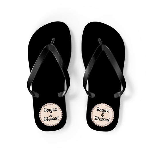 Boujee & Blessed BLACK Flip Flops - MEDIUM