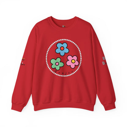 Boujee Mini Flowers Blue Pink Green - Heavy Blend™ Light Colors Crewneck Sweatshirt