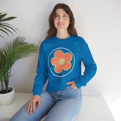 Boujee Flower Orange Green - Heavy Blend™ Light Colors Crewneck Sweatshirt