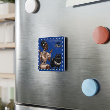 Feeling Boujee in PEARLS - Porcelain Magnet, Square BLUE