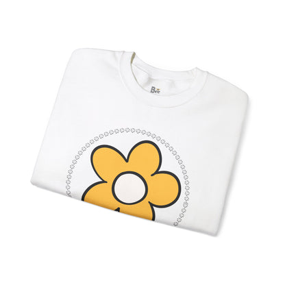 Boujee Flower Yellow White - Heavy Blend™ Light Colors Crewneck Sweatshirt