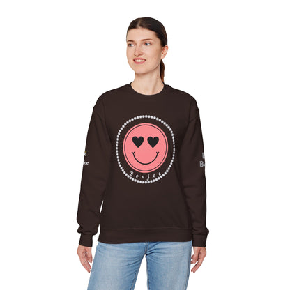 Boujee Smiley Face Pink Heart Eyes - Heavy Blend™ Dark Colors Crewneck Sweatshirt