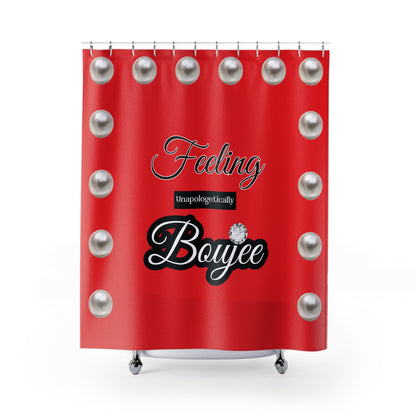 Feeling Boujee - Shower Curtain RED with PEARLS