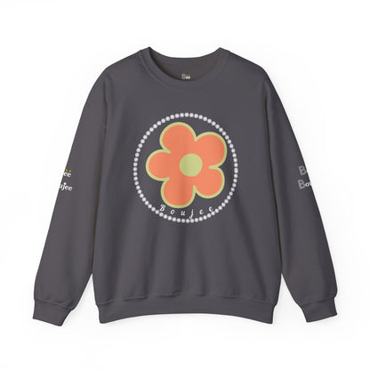 Boujee Flower Orange Green - Heavy Blend™ Dark Colors Crewneck Sweatshirt