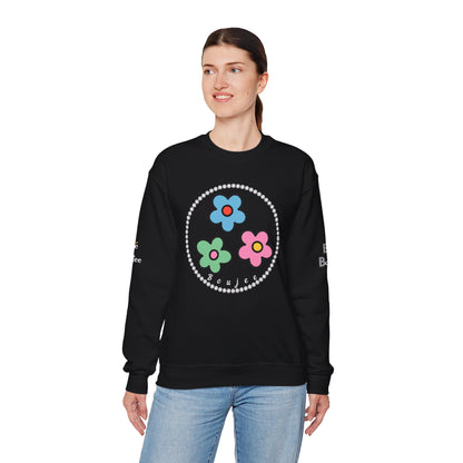 Boujee Mini Flowers Blue Green Pink - Heavy Blend™ Dark Colors Crewneck Sweatshirt
