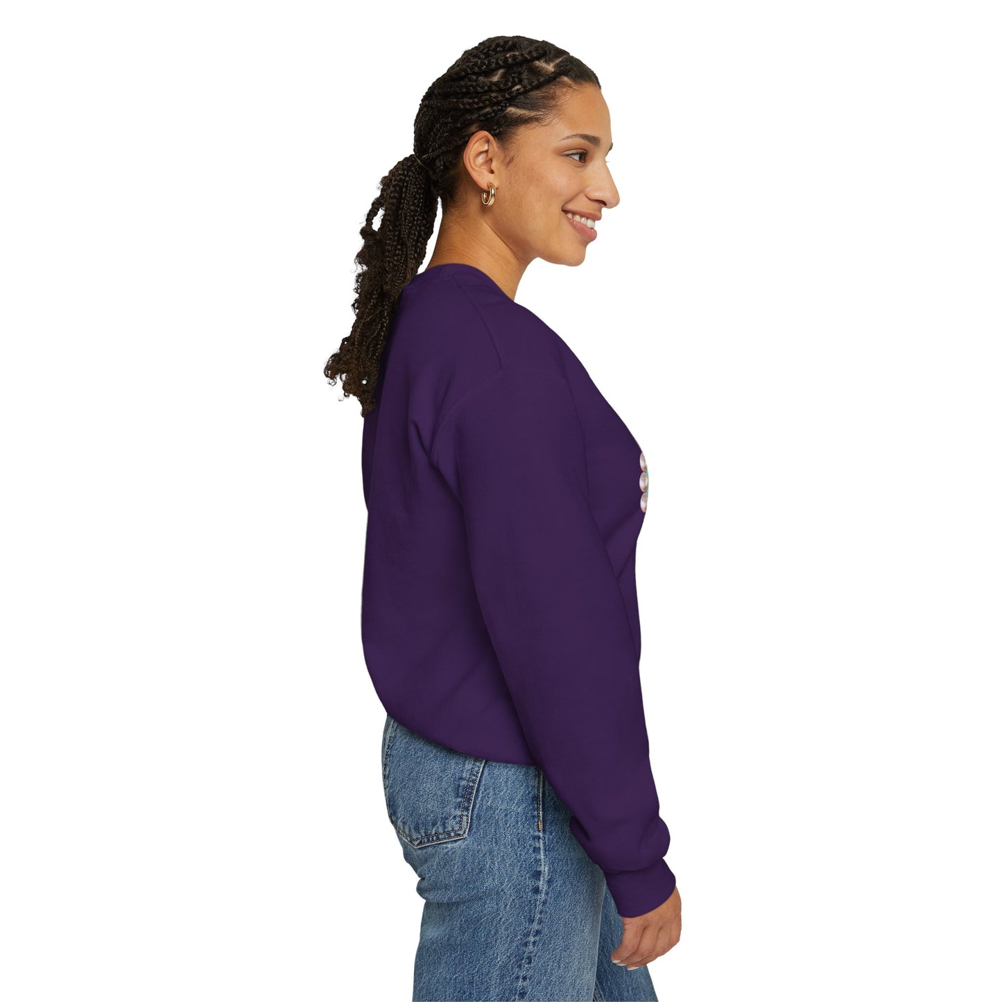 Bee Boujee - Boujee Smiley Face Turquoise in Pearls Heavy Blend™ Dark Colors Crewneck Sweatshirt