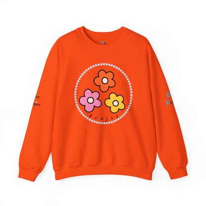Boujee Mini Flowers Pink Orange Yellow - Heavy Blend™ Light Colors Crewneck Sweatshirt