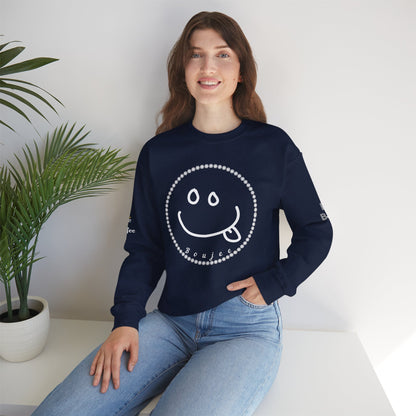 Boujee Smiley Goofy Face - Heavy Blend™ Dark Colors Crewneck Sweatshirt