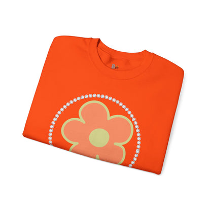 Boujee Flower Orange Green - Heavy Blend™ Light Colors Crewneck Sweatshirt