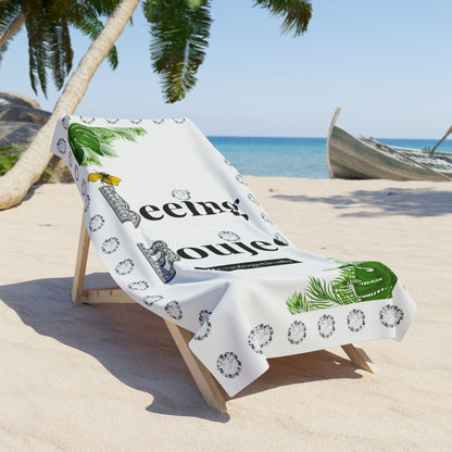 Beeing Boujee Diamonds - Beach Towel WHITE Palm Leaves