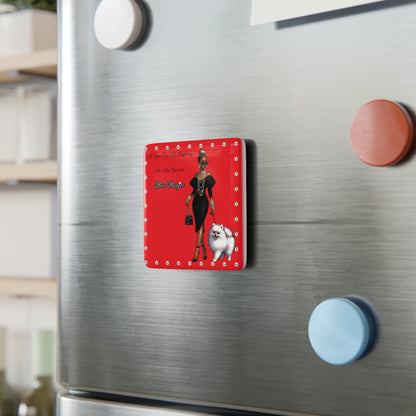 Bee Boujee in PEARLS - Porcelain Magnet, Square RED