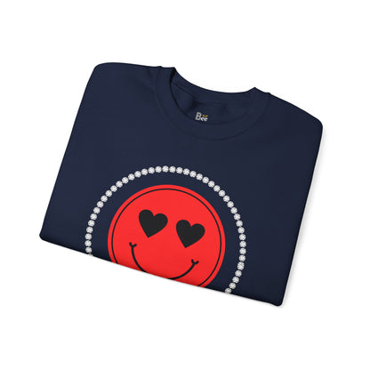 Boujee Smiley Face Red Heart Eyes - Heavy Blend™ Dark Colors Crewneck Sweatshirt