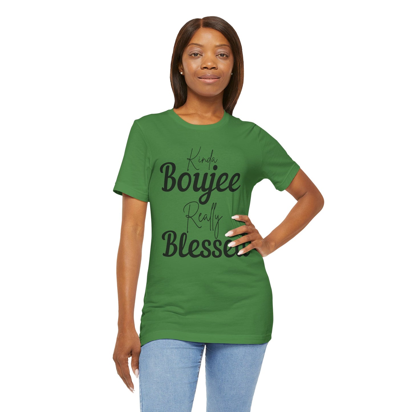 Kinda Boujee, Really Blessed Jersey Tee - Stylish Premium T-Shirt for Casual Wear, Gift for Her