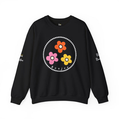 Boujee Mini Flowers Pink Orange Yellow in Diamonds Heavy Blend™ Dark Colors Crewneck Sweatshirt