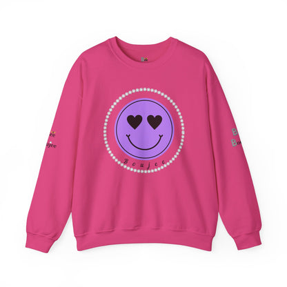 Boujee Smiley Face Purple Heart Eyes - Heavy Blend™ Light Colors Crewneck Sweatshirt