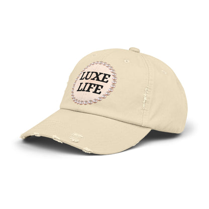 Luxe Life - Distressed Pearl-Emblem Cap